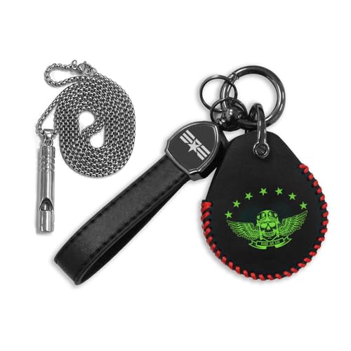 MugiVSE Leather Key Fob Cover Compatible with Harley Davidson Fatboy Heritage Standard RoadKing Ultra Classic Electra Glide V-Rod Dyna Sportster Key Fob Case holder Keychain Necklace Wing Skull