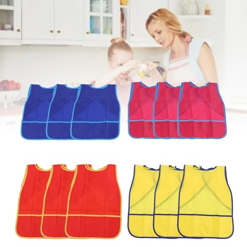 Tabliers de peinture pour enfants imperméables avec 3 poches de rangement d'art - 3