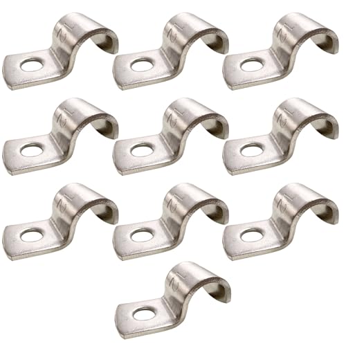 RITUIPIO 1/2 Inch Pipe Strap 304 Stainless Steel Conduit Strap 1 Hole Heavy Duty Strap for Tube Pipe or Wire Cord Installation(12mm 10pcs)