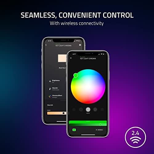 Image of Razer Key Light Chroma, Customizable RGB Light Spectrum, Professional Light | 2800 Lumens, for Streaming, Video Recording / Conferencing on PC, Phone, Control via App, Wi-Fi & Bluetooth, Clamp Mount
