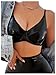 SHENHE Women's PU Faux Leather Push Up Brassieres Spaghetti Strap Underwire Bras Black X-Large