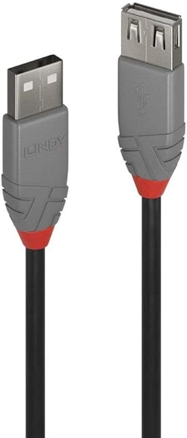 LINDY 36700 USB 2.0 Type A Extension Cable, Anthra Line - Black, 0.2m