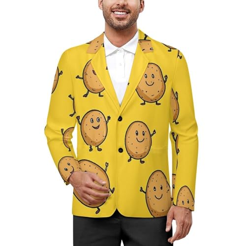 Cute Potatoes Mens Blazer Lightweight Sport Coat Two Button Suit Jackets