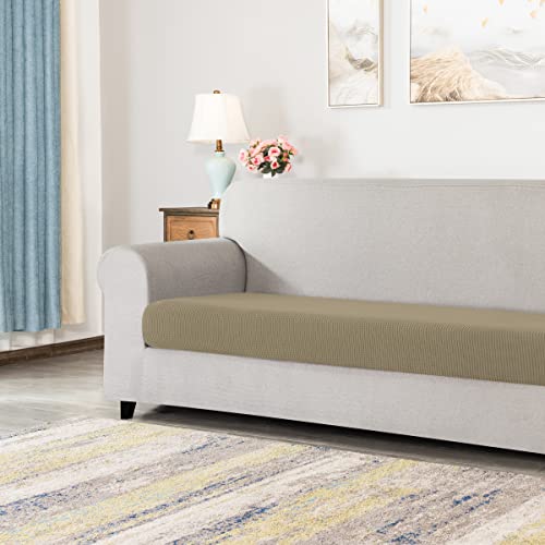 Chun Yi Stretch Loveseat Couch Cushion Cover Suitable For 2 Settee, Sofa Seat Slipcover With Spandex Jacquard Fabric(Medium,Sand) #TOP1