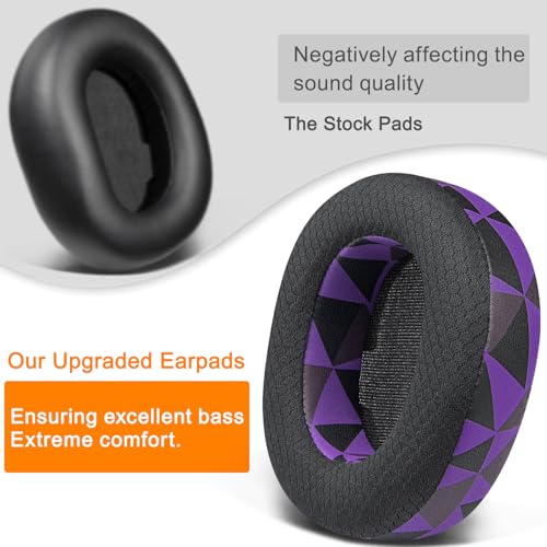 Image of SOULWIT Mesh Fabric Replacement Earpads for Steelseries Arctis Nova Pro Wireless /Arctis Nova Elite Headphones, Ear Pads Cushions with High-Density Noise Isolation Foam, Added Thickness - Purple Black