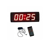 AZOOU 2.3" 4 Digits LED Clock Support Countdown/up Timer in Minutes Seconds IR Remote Control Red Co