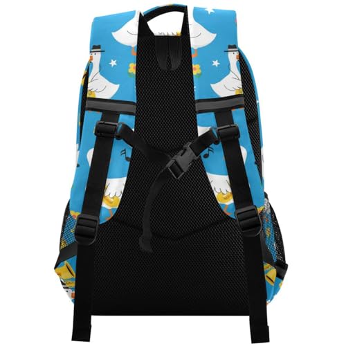 Geese Playing Saxophone Large School Backpacks with Chest Strap for Boys Girls Students,Lightweight Bookbags 17 Inch, Portable Casual Daypack Bags2