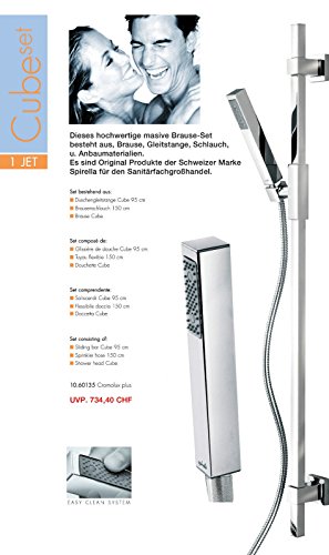 Ensemble barre de douche Spirella Cube finition chrome éclatant 95cm - 5