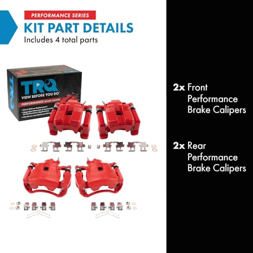 Image of TRQ Front and Rear Brake Caliper Set Coated Brackets Compatible with 2012 Toyota Avalon