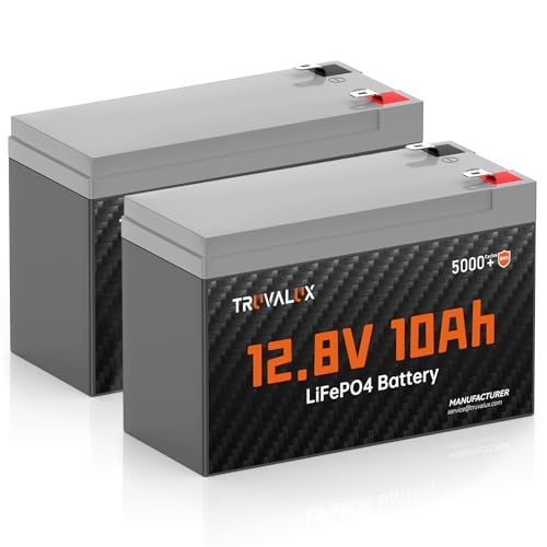 2 Pack 12V 10Ah Lithium LiFePO4 battery Built-in 10A BMS Lightweight Design Up to 5000+ Deep Cycles 10 Years Lifespan Upgrade Now for Fish Finder Small UPS Solar Power Alarm Systems Lighting