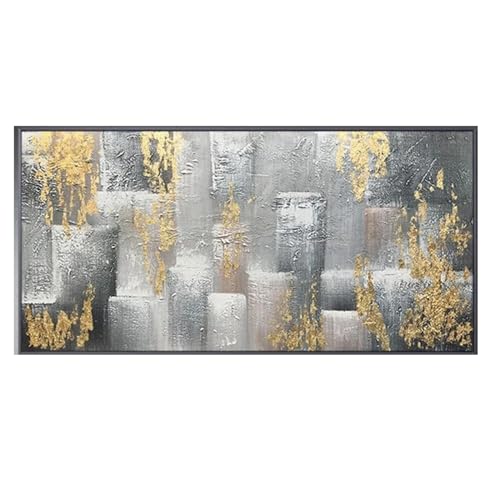 Affiche impression toile abstraite moderne gris or 80x160 cm avec cadre - 5