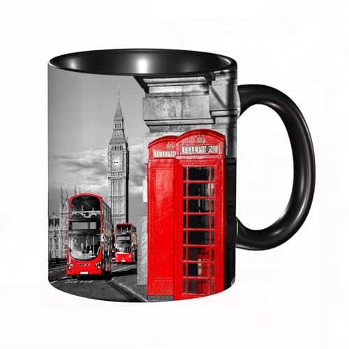 HRRASFAZF Tasse à Café | Tasse Céramique Fine | Cadeau Original | 330ml | Mug avec Anse | Cadeau Original pour Homme et Femme | Londres, cabine...