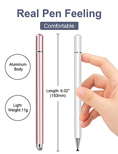 Stylus Pen For Ipad 2 Pack, Liberrway 2 In 1 Disc Stylus Pens For Touch Screens, Capacitive Stylus With Magnetic Cap, Compatible With Ipad Iphone Pro Android Chromebook (White & Rosegold) #TOP4