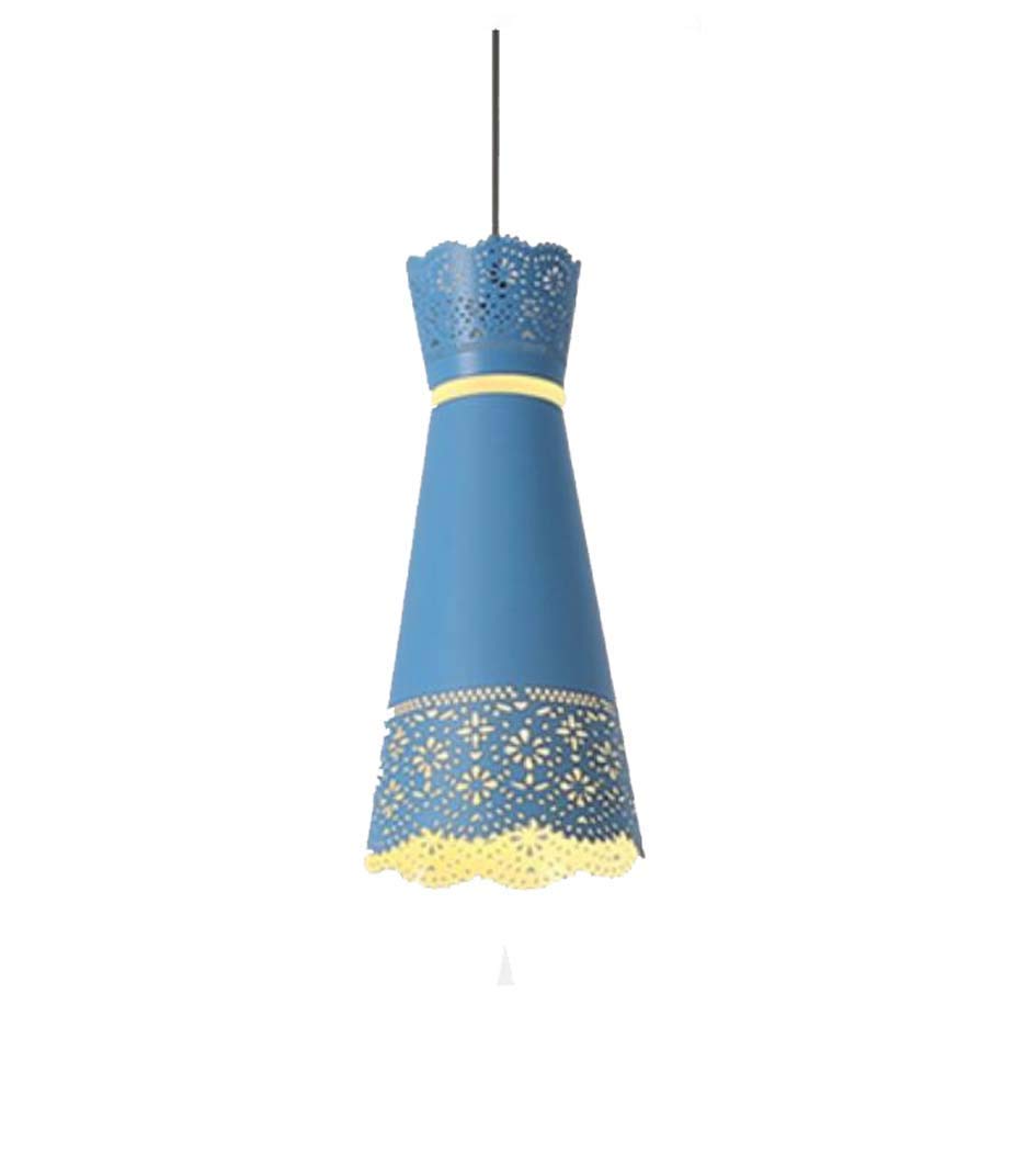 Lampe de chevet nordique en fer forgé bleu, finition artisanale minimaliste
