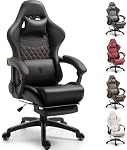 Dowinx Chaise de jeu Big and Tall, chaise d'ordinateur ergonomique avec repose-pieds et soutien Lombaire de massage, chaise de jeu confortable High Back pour les adultes 400Lbs PU Cuir pour jeu de bureau, Gris
