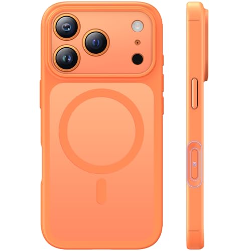 TAURI for iPhone 17 Pro Max Case, Compatible with MagSafe, (Full Camera Protection) Camera Control Cover Solid-Color Matte Magnetic 17 Pro Max Phone Case, Orange