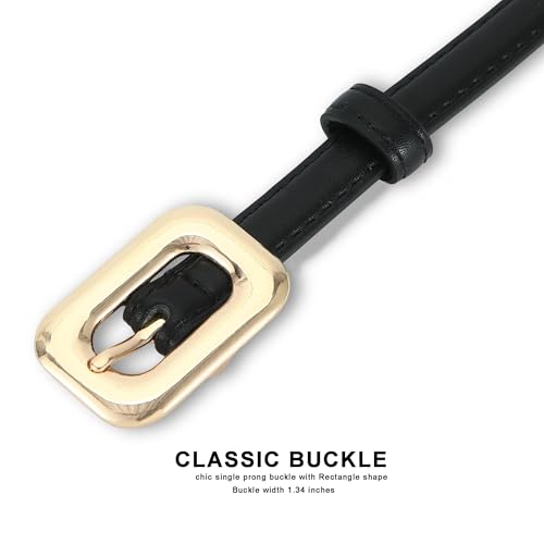 Thin Fashion Genuine Leather Belts Skinny Waist Belt with Gold Silver Buckle3