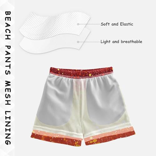 Pigsaly Boys Swim Trunks Bright Red Orange Yellow Gradient Flashing Glitter Boys Board Shorts Swimsuit Swimwear XS4