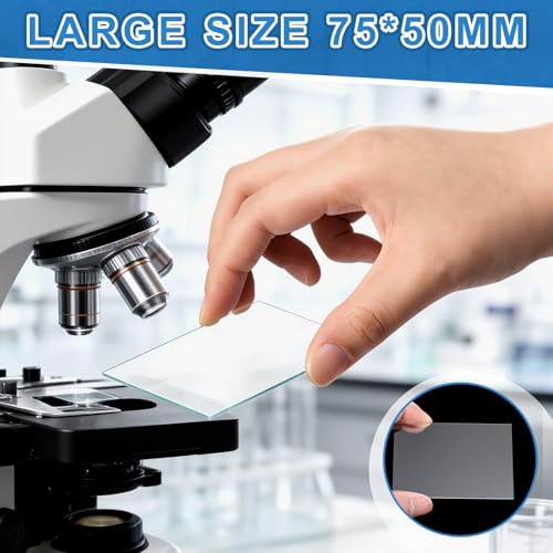 Sosation 100 Pcs Pre-Cleaned Glass Microscope Slides 75x50mm High-Transparency Microscope Slides for School Laboratories Professional Biological Observation
