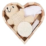 Hohopeti Herzförmiges Bade Satz mit Bären Massagebürste Kleines Peeling und Reinigungsset für Hautpflege und Durchblutungsförderung Wiederverwendbar Geschenk für Frauen