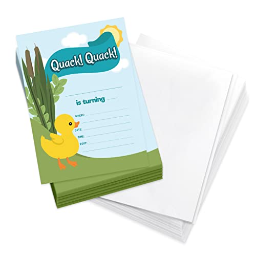 Coastal Palm Duck Happy Birthday Invitations Invite Cards (25 Count) with Envelopes Boys Girls Kids Party (25ct Design 2)