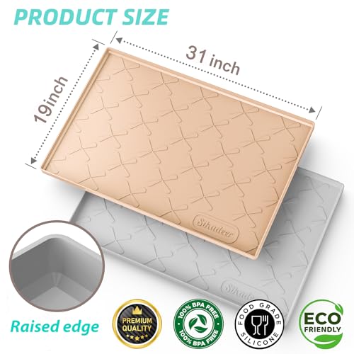 SIKADEER 31" x 19" Under Sink Mat Waterproof, Silicone Mat Kitchen Drawer Shelf and Cabinet Liner, Sink Protector for Kitchen Organizers and Storage, Boot Tray Pet Food Mats