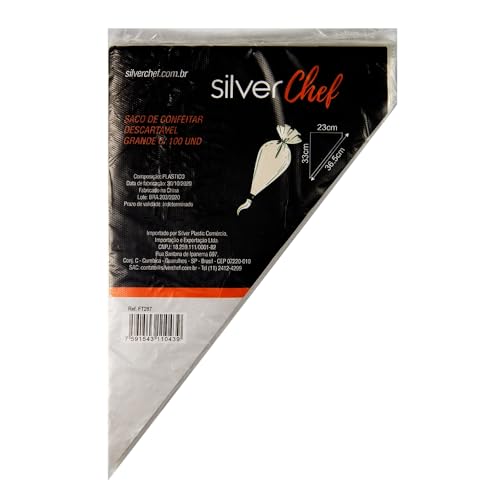 Saco de Confeiteiro para Decoração de Bolos com 100 Unidades - SilverChef (Grande)