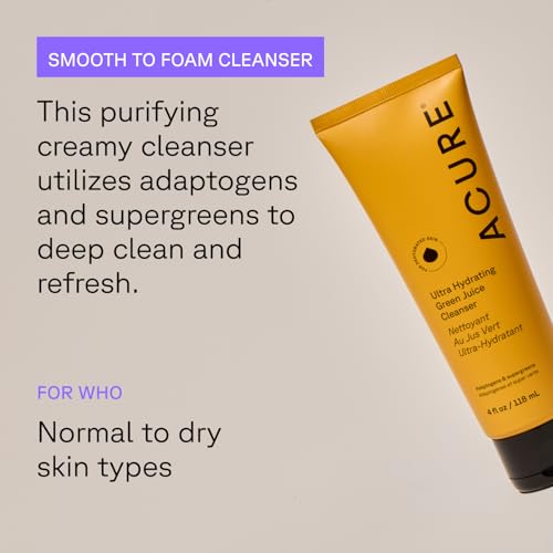 Acure Ultra Hydrating Green Juice Face Cleanser - Superfood Cleanser, Green Face Wash for Women & Men, Clean Skin Formula with Spinach, Blackhead Remover, Pore Scrub, Facial Cleansing Foam - 4 fl oz - Thumbnail 3