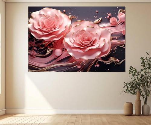 Décoration luxueuse salon avec poster rose rose 80x120 cm pour créer un espace cocooning