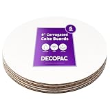 DecoPac Round Cake Board, Waxed Greaseproof finish, Sturdy Corrugated Cake Board, Pack of 6, White - 9 Inch