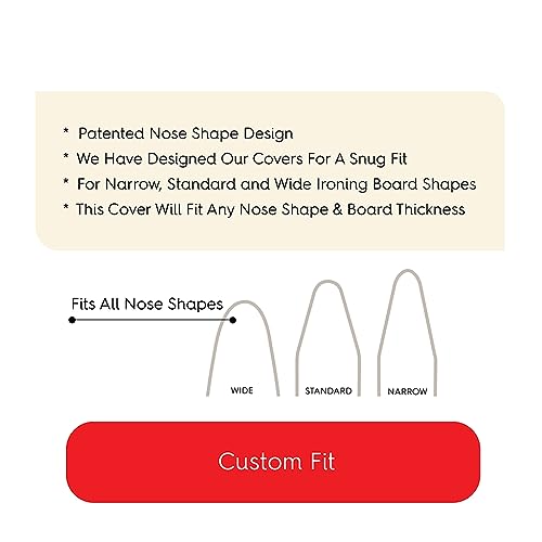 Ironing Board Cover 19 x 55 - Made in Italy - Wide Chemical Free Eco-Friendly Padded Covers - Unbleached, Untreated Natural Cotton & Wool Pad - 2 Layer, 3 Fastener Straps, Pull Bungee Cord - Thumbnail 7