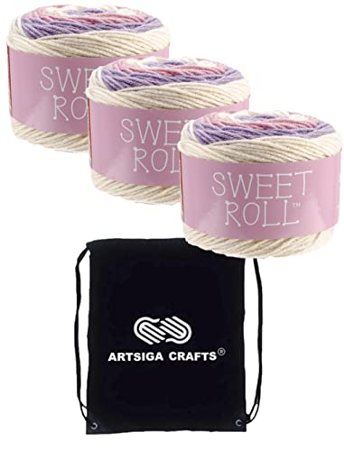 Premier Yarns Sweet Roll Birthday Cake Pop 1047-24 (3-Skein) Same Dyelot Worsted Medium #4 Soft Knitting Yarn 100% Acrylic Bundle With 1 Artsiga Craft Bag #TOP10