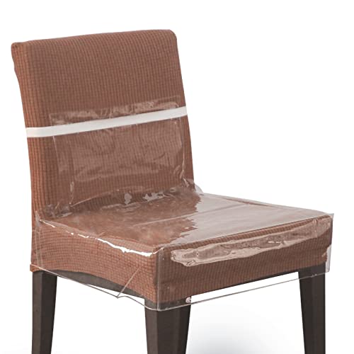 Pakoula 4 Pack Plastic Chair Covers 18X17 Inches With Adjustable Velcro Anti-Cat Scratch Waterproof Pvc Dining Chair Protectors Cover Clear Plastic Seat Covers For Dining Room #TOP2