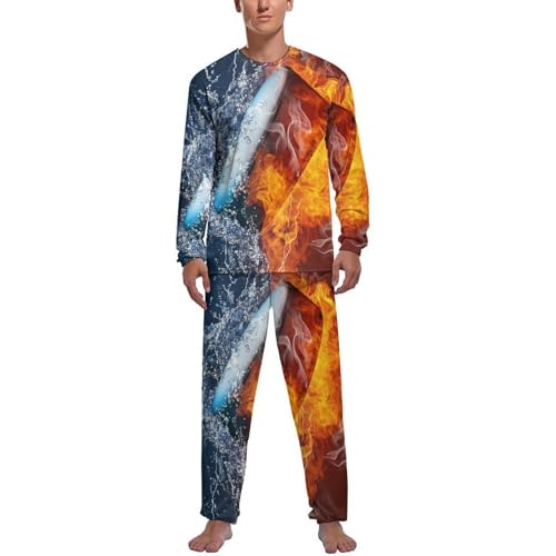 Pijama Homme Tambour Eau Feu Manches Longues Tissu Doux
