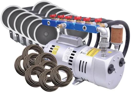 EasyPro PA100W Rotary Vane Pond Aeration System / 1 hp Kit with 6 QS2 Dual Diffusers / 800' Quick Sink Tubing / 115 Volts
