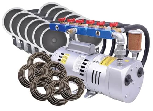 EasyPro PA100W Rotary Vane Pond Aeration System / 1 hp Kit with 6 QS2 Dual Diffusers / 800' Quick Sink Tubing / 115 Volts