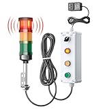 3 Stack Super Bright LED Andon Tower Light with Buzzer, 24VDC Red/Yellow/Green Signal Light, Off-ON, 16.4ft...