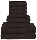 GLAMBURG Ultra Soft 8-Piece Towel Set - 100% Pure Ringspun Cotton, Contains 2 Oversized Bath Towels