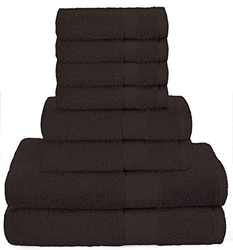 Glamburg Ultra Soft 8-Piece Towel Set - 100% Pure Ringspun Cotton, Contains 2 Oversized Bath Towels 27X54, 2 Hand Towels 16X28, 4 Wash Cloths 13X13 - Ideal For Everyday Use - Chocolate Brown #TOP10
