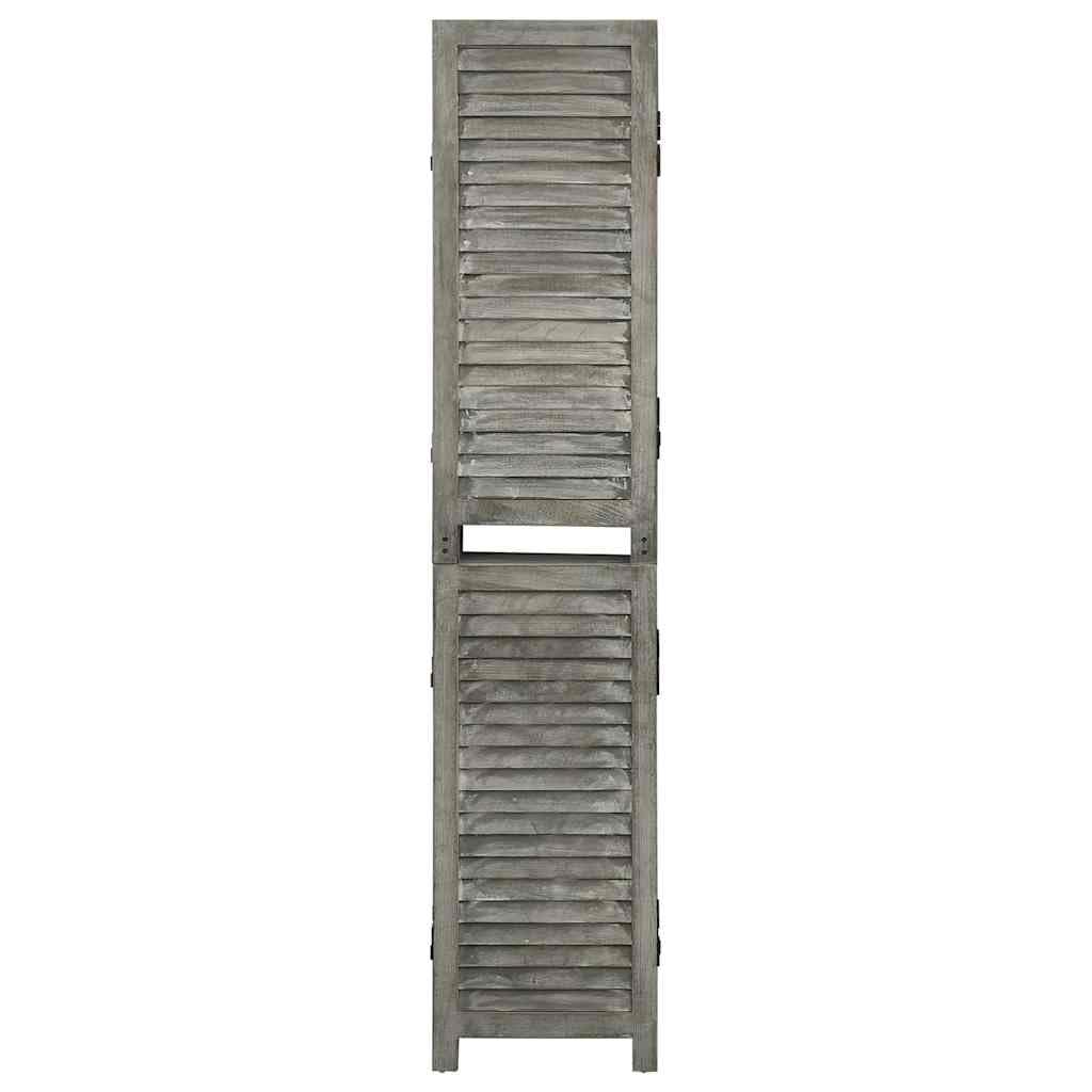 Biombo de 6 paneles de madera maciza gris 214 x 166 cm