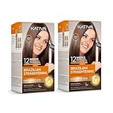 Kativa Brazilian Straightening Kit, 12 Weeks of Home Use Professional Straightening, with Organic Argan Oil, Shea Butter, Keratin & Amino Acids, for Straighter, Softer and Shinier Hair, All Hair Types – Pack of 2
