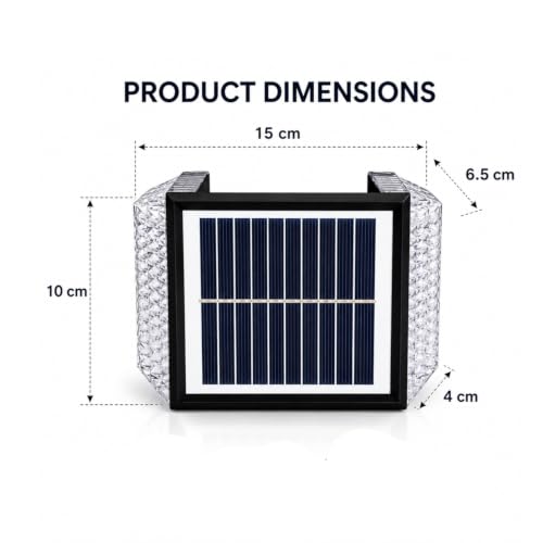 Image of XERGY 2W Solar Powered Outdoor LED Wall Light | Auto ON /Off Dusk to Dawn | 2 Warm White Lighting Mode | Unique Shadow Pattern | 1200mAh Battery | Waterproof for Garden, Gate, Balcony & Exterior Decor