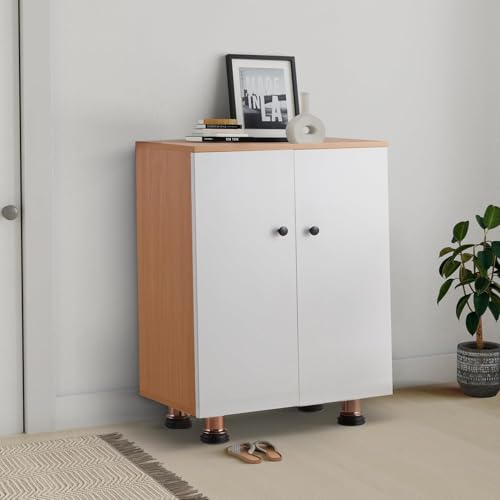 Image of Amazon Brand - Solimo 2-Door Engineered Wood Shoe Rack |Brown & White