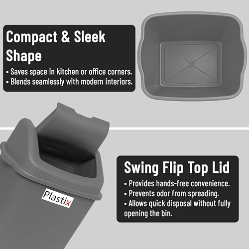 Plastix High Grade Plastic Silver Swing Flip Top Waste Rubbish Kitchen Bin Dustbin (50L 50 Litre Extra Large) - Image 5