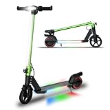 WEELMOTION Green Electric Scooter for Kids, Bright Front Bar Lights, Head Lights, Shining Pedal, LED Display, Dual Brakes, 150W Lightweight Foldable Kids Electric Scooter, UL2272 Certified