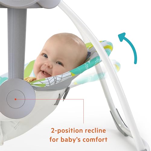 Image of Bright Starts Portable Automatic 6-Speed Baby Swing with Removable -Toy Bar, 0-9 Months 6-20 lbs (Rainforest Vibes)