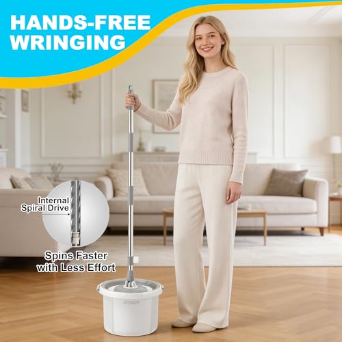 JOYMOOP Spin Mop and Bucket Set for Floor Cleaning with 3 Microfiber Heads by JOYMOOP - Used condition - Image 3