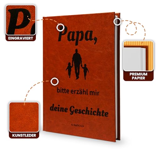 Papa, bitte erzähl mir deine Geschichte - Persönliches Erinnerungsbuch zum Ausfüllen | Mit Stammbaum & 250+ Fragen | Geschenk zum Geburtstag, Vatertag, Weihnachten | Hochwertig & edel