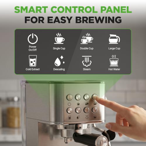 NutriChef 20-Bar Espresso Maker With Milk Frother - image 3