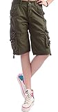 Chouyatou Women's Casual Loose Fit Multi-Pockets Twill Bermuda Cargo Shorts
